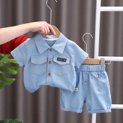Baby Boy Denim Shirt + Short Pant set