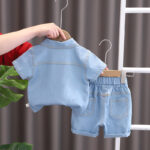 Baby Boy Denim Shirt + Short Pant set - Image 2