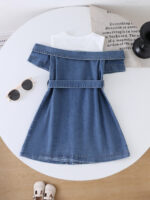 Baby Girl's Short Sleeve Off-Shoulder Dress - Image 2
