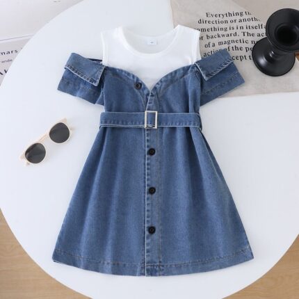 Baby Girl's Short Sleeve Off-Shoulder Dress