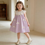 Kids Girl's Sleeveless Bow Decor Frock - Image 3
