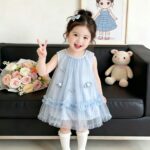 Kids Girl's Sleeveless Summer Friendly Mesh Frock - Image 2