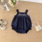 Baby Girl's Sleeveless Embroidered Flower Strap Romper