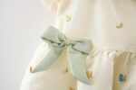 Kids Girl's Cotton Sleeveless Double Bow Printed Embroidered Dress - Image 4