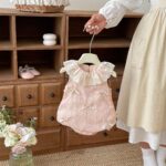 Baby Girl's Soft Breathable Ruffle Collar Romper - Image 3