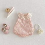 Baby Girl's Soft Breathable Ruffle Collar Romper - Image 2