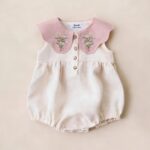 Baby Girl's Embroidered Triangle Stylish Romper for Casual Wear