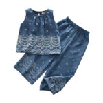 Kids Girl's Blue Snowflake Print Two-Piece Sleeveless Outfit - Image 6