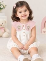 Baby Girl's Embroidered Triangle Stylish Romper for Casual Wear - Image 2