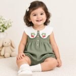 Baby Girl's Embroidered Triangle Stylish Romper for Casual Wear - Image 4