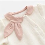 Baby Girl's Sweet Ruffled Full Sleeve & Rabbit Ear Coller Romper with ruffled cap set for Autumn - Image 4