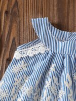 Kids Girl's Summer Friendly Lace Embroidered Flower Sleeveless Tops & Casual Trouser (2 pcs) Set - Image 3